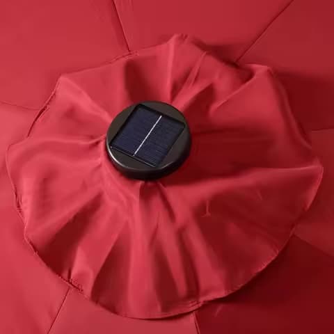 Parasol LED à bras articulé rouge – Ø 3 m, solaire