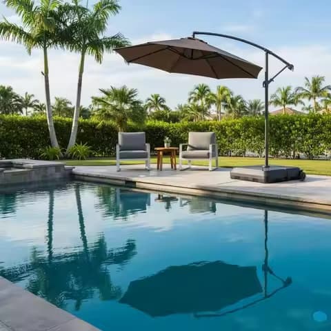 Base de parasol déporté sur roulettes – jardin et piscine